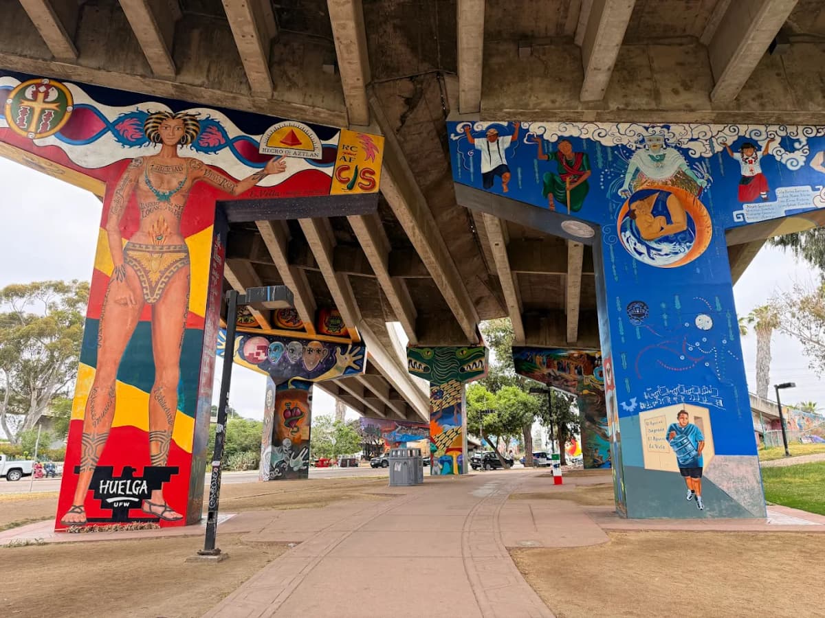 Barrio Logan and Chicano Park in San Diego - large-scale mural columns