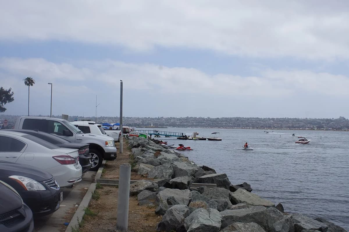 Paddleboarding on Mission Bay San Diego with calm protected waters