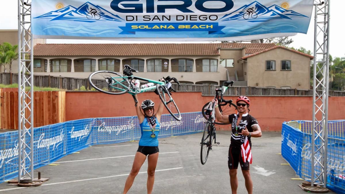 Giro di San Diego GranFondo — peloton riding through North Inland San Diego backcountry