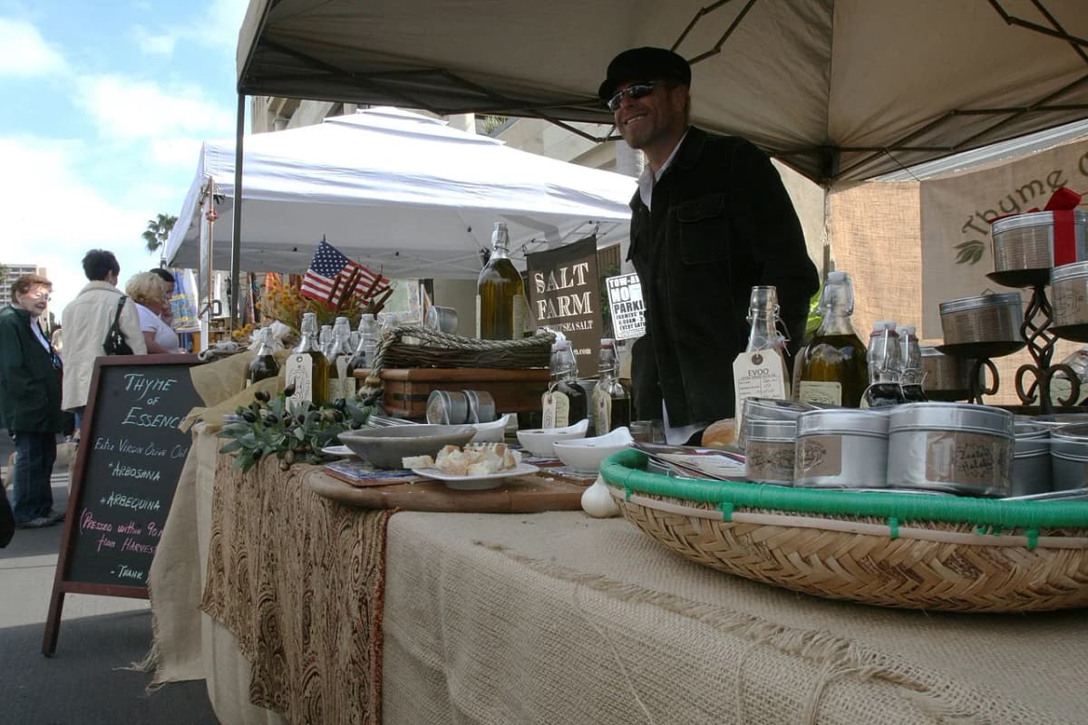 Little Italy Mercato San Diego — Saturday farmers market stalls on Date Street