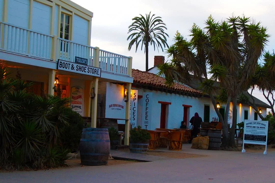Old Town San Diego — Fiesta de Reyes courtyard with mariachi performances and outdoor dining