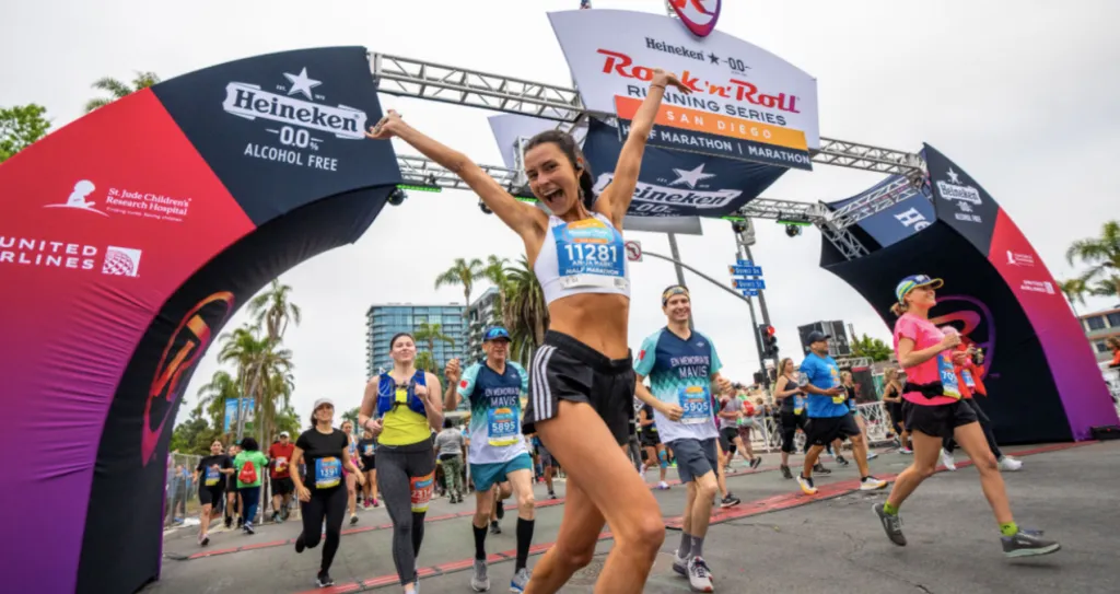 Rock 'n' Roll Marathon San Diego 2026 — runners on course through San Diego neighborhoods